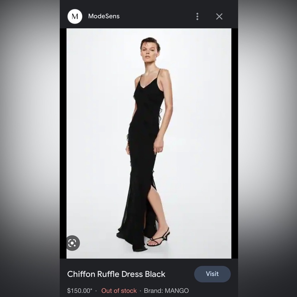 Mango Chiffon Ruffle Dress